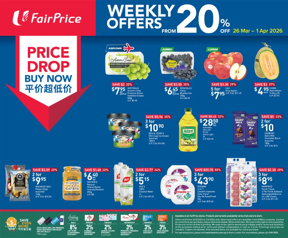 FairPrice Singapore Weekly Price Drop Deals | Ends Wednesday