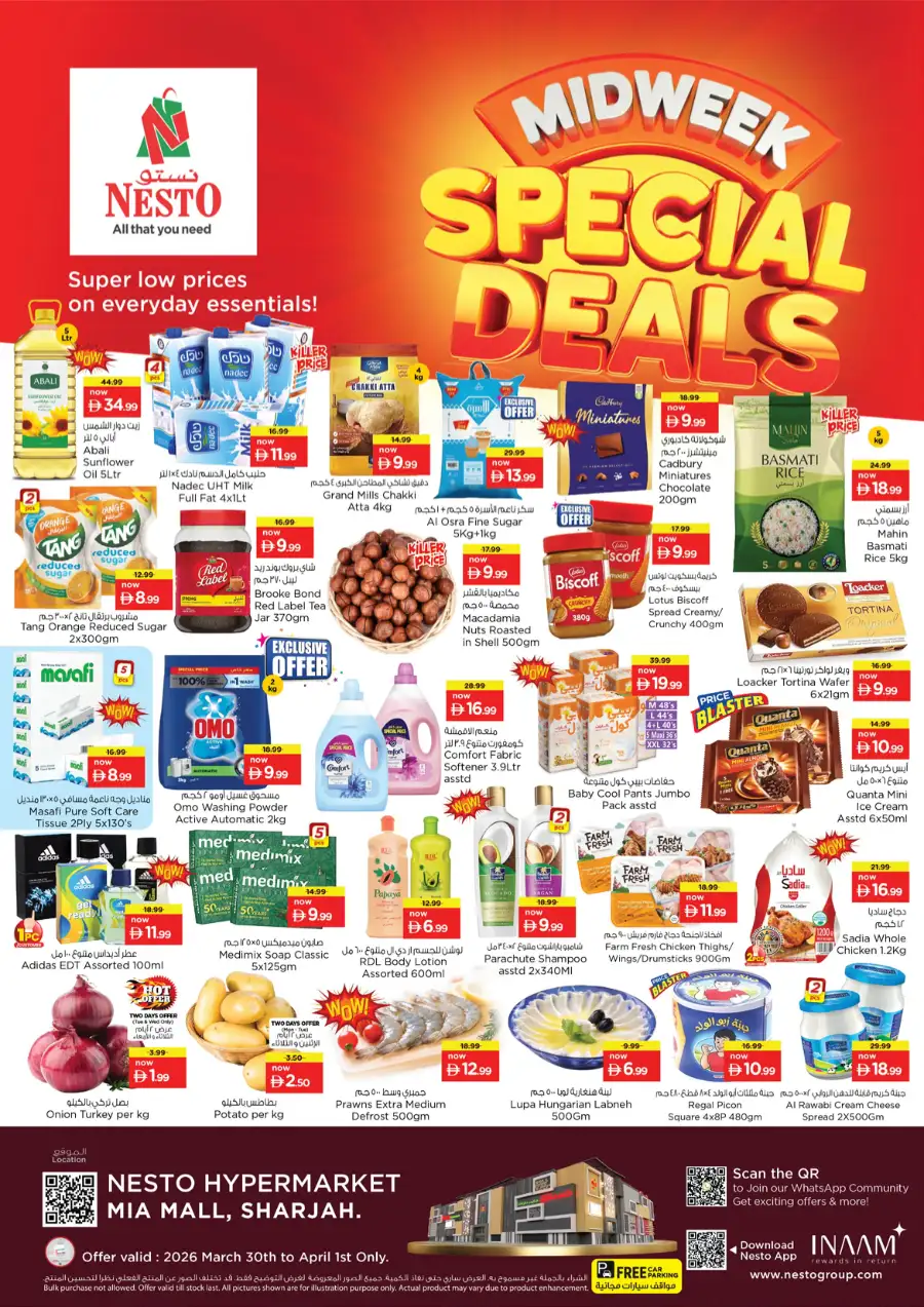 Nesto Sharjah Mia Mall Midweek Special Deals - March 30 to April 1