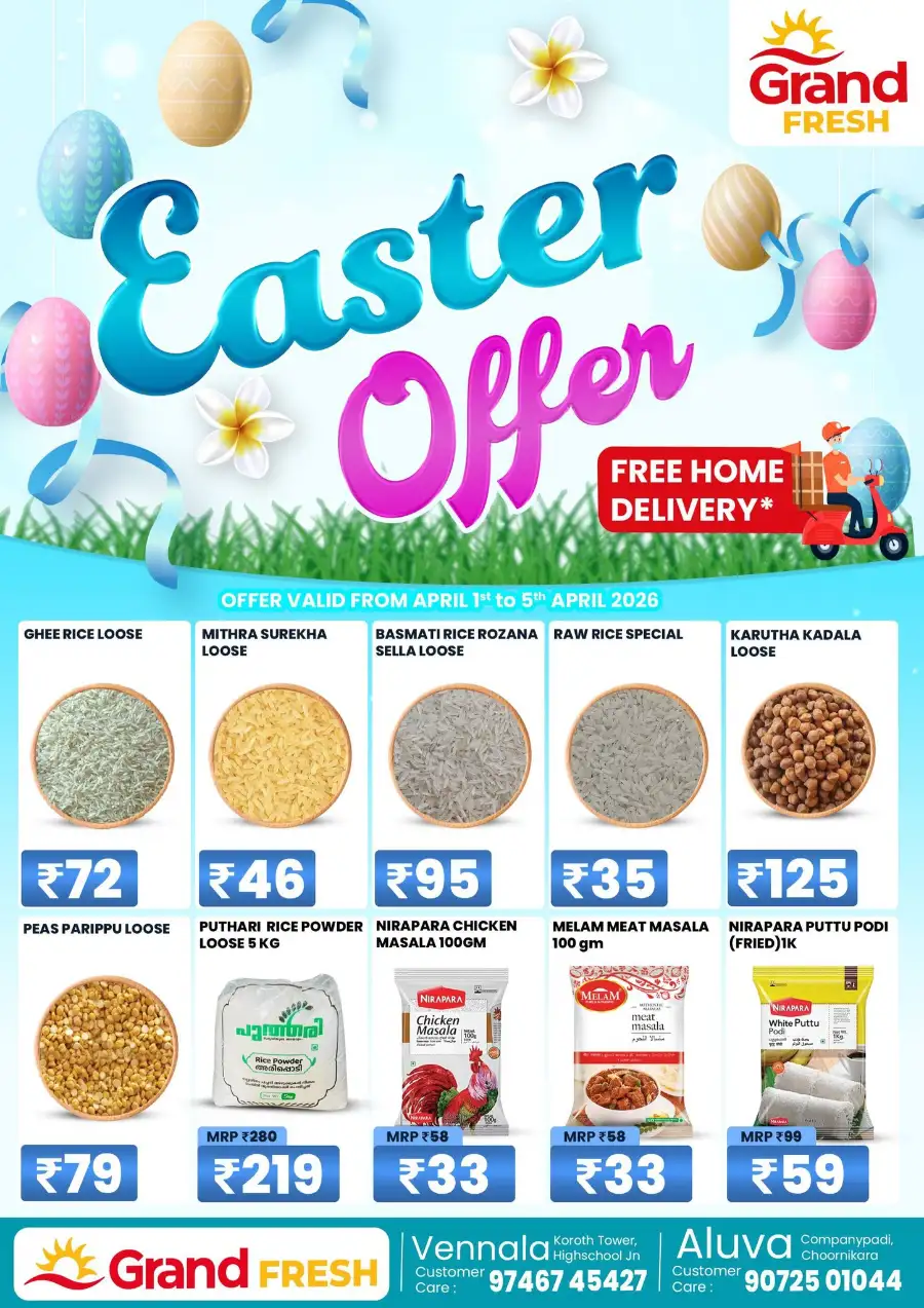 Grand Fresh Vennala & Aluva | Easter Grocery Offers & Free Home Delivery