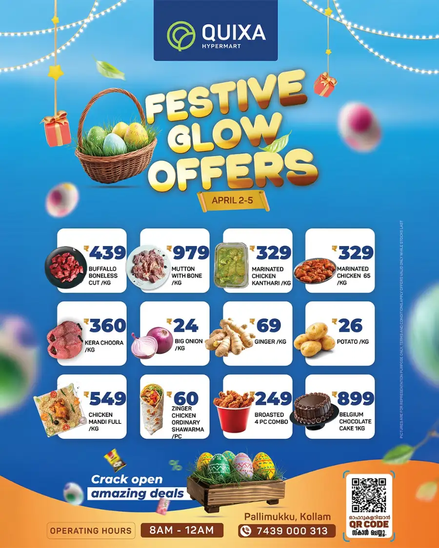 Quixa Hypermart Kollam | Festive Glow Meat & Grocery Offers April 2-5