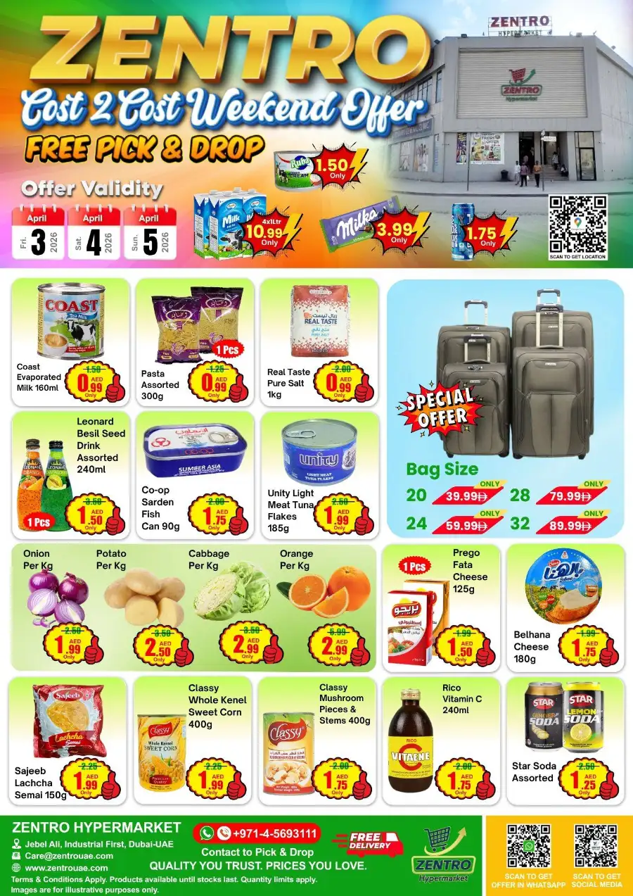 Zentro Jebel Ali: Cost 2 Cost Weekend Grocery Offers | April 3-5, 2026