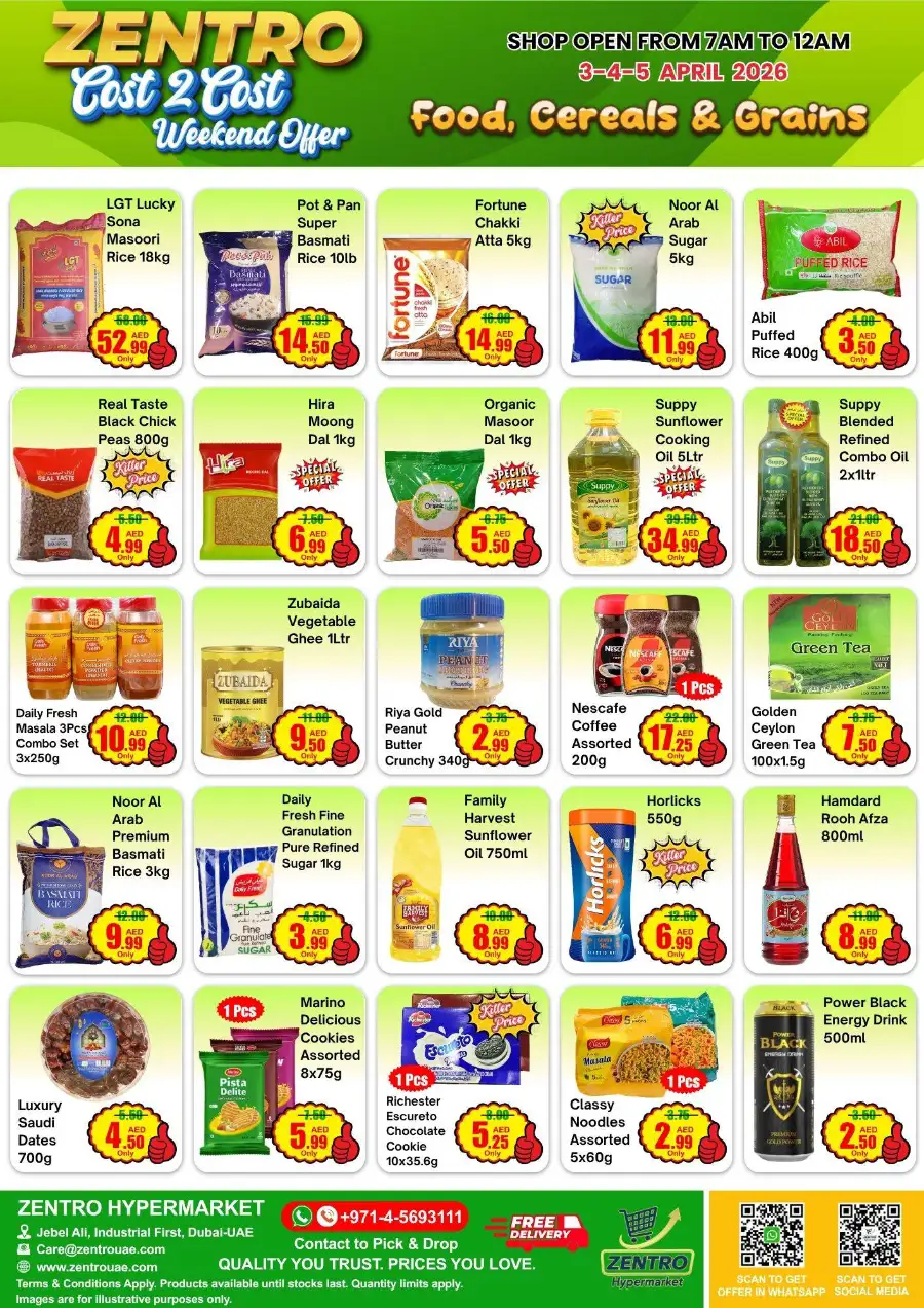 Zentro Jebel Ali: Cost 2 Cost Weekend Grocery Offers | April 3-5, 2026