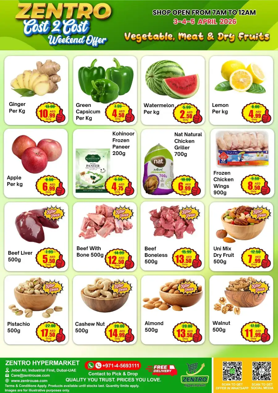 Zentro Jebel Ali: Cost 2 Cost Weekend Grocery Offers | April 3-5, 2026