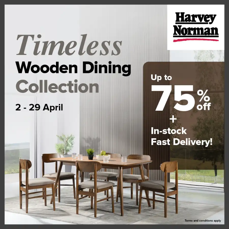 Harvey Norman Malaysia Wooden Dining Sale | Ends 29 Apr