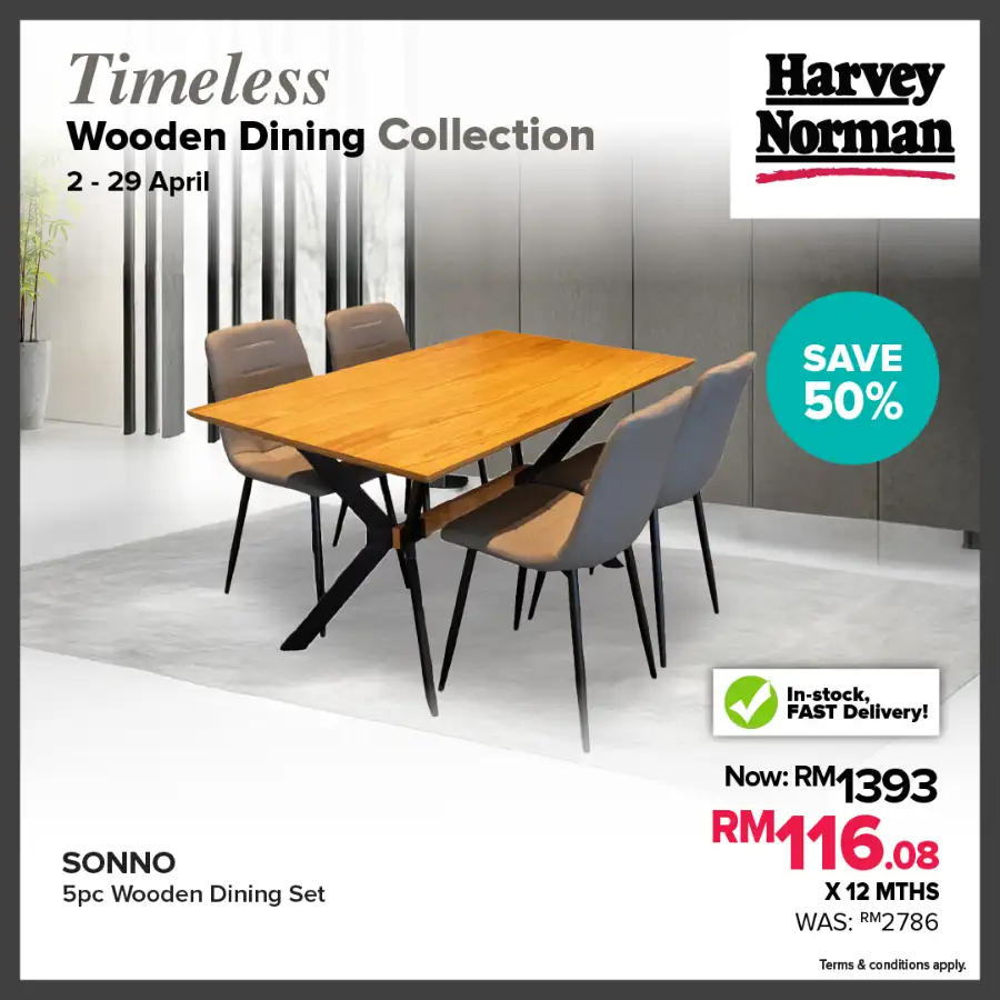 Harvey Norman Malaysia Wooden Dining Sale | Ends 29 Apr