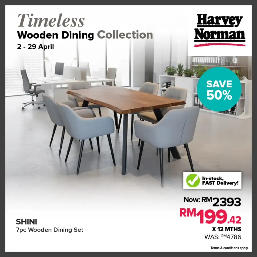 Harvey Norman Malaysia Wooden Dining Sale | Ends 29 Apr