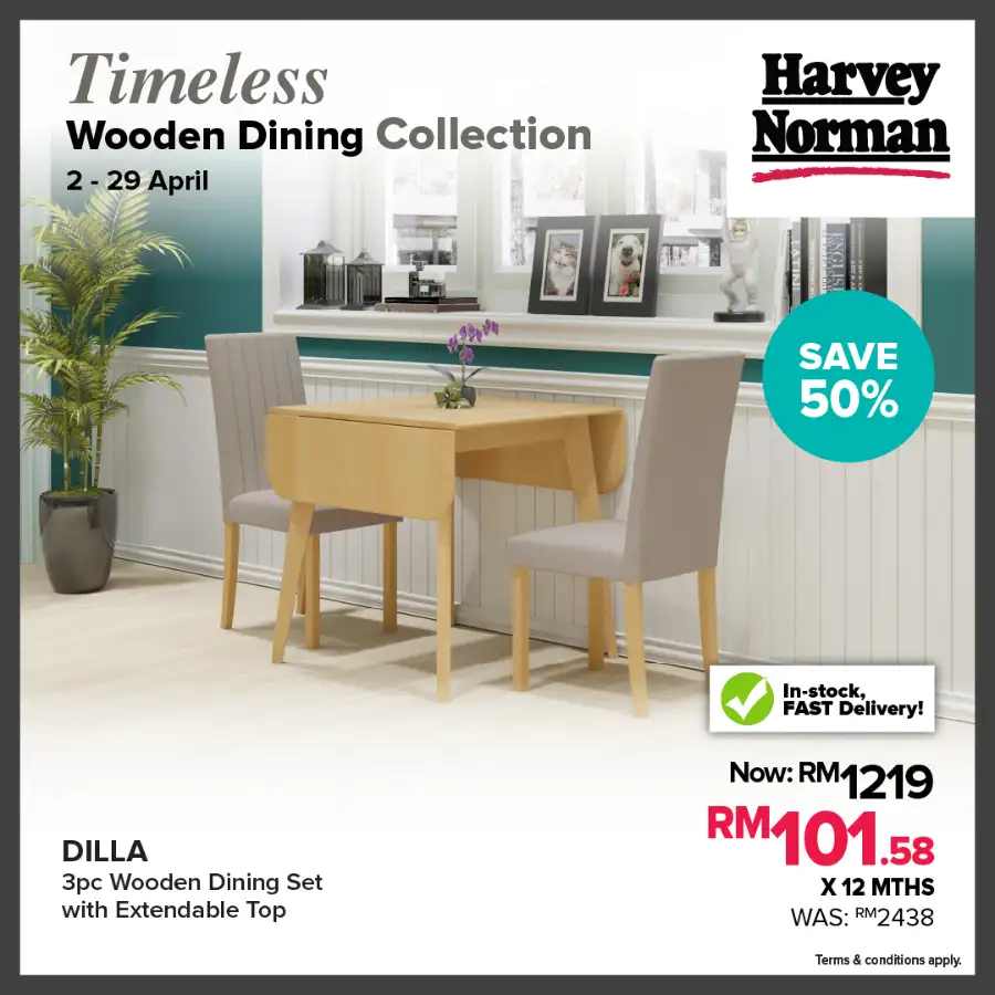 Harvey Norman Malaysia Wooden Dining Sale | Ends 29 Apr