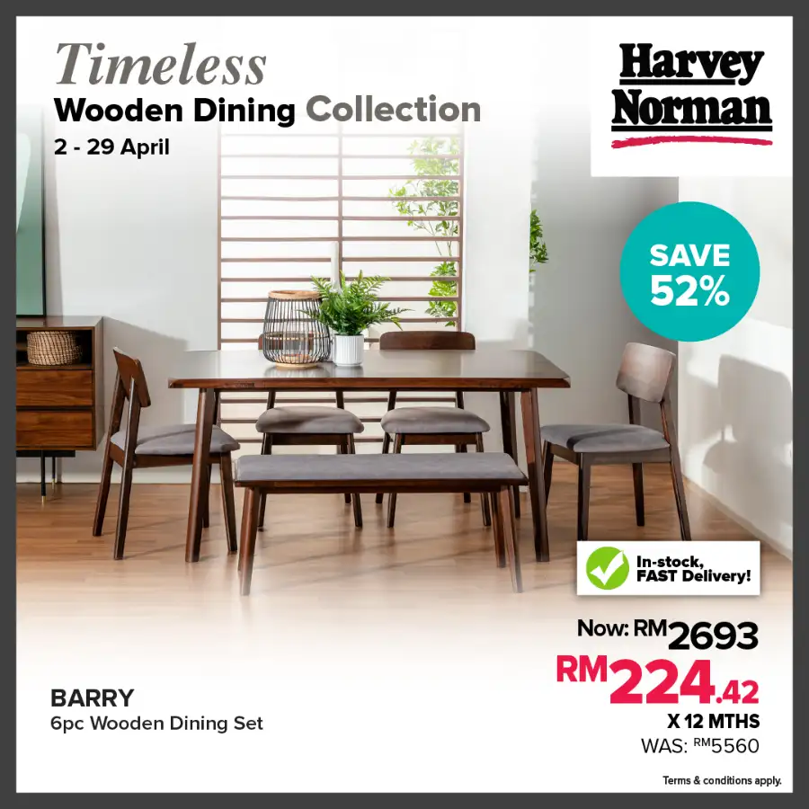 Harvey Norman Malaysia Wooden Dining Sale | Ends 29 Apr