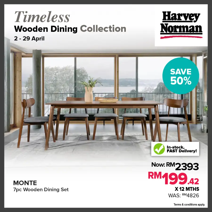 Harvey Norman Malaysia Wooden Dining Sale | Ends 29 Apr