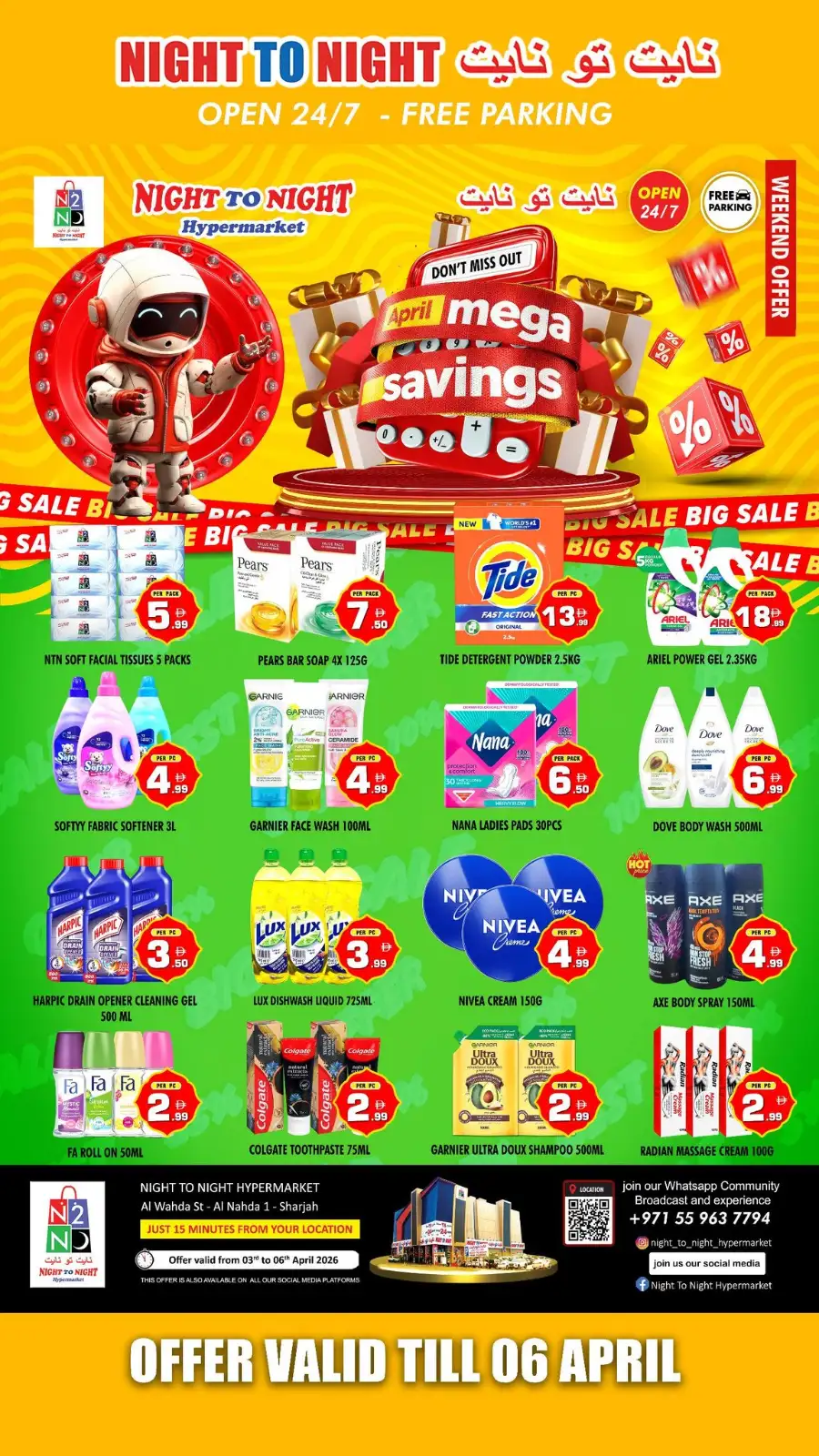 Night To Night Sharjah | April Mega Savings Offers | Open 24/7 Al Nahda