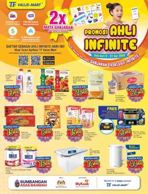 TF Value-Mart Malaysia Promosi Ahli Infinite | Ends 22 Apr In TF Value Mart Kuala Lumpur,Labuan,Putrajaya,Johor,Kedah,Kelantan,Malacca,Negeri Sembilan,Pahang,Penang,Perak,Perlis,Sabah,Sarawak,Selangor,Terengganu