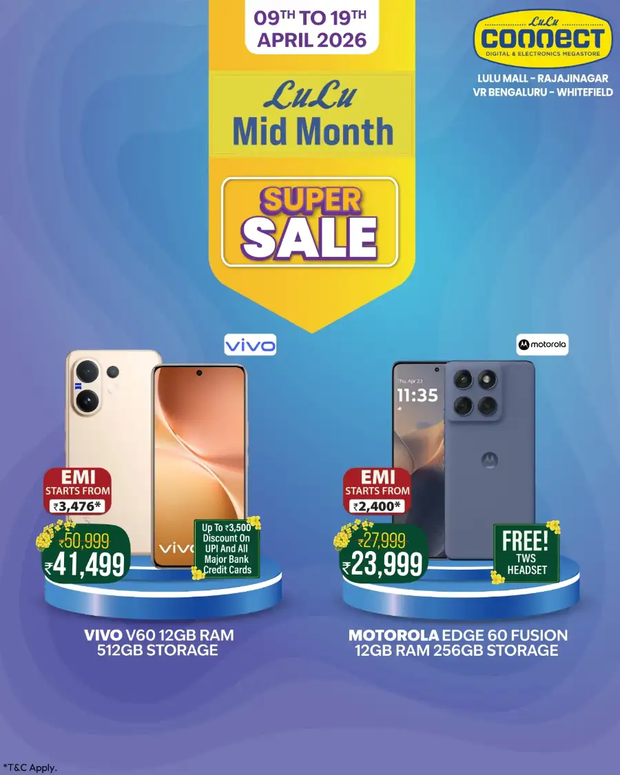 LuLu Connect Bengaluru Mid Month Super Sale | Ends 19th
