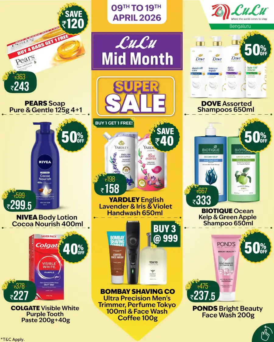 LuLu Bengaluru Mid Month Super Sale | Ends 19th
