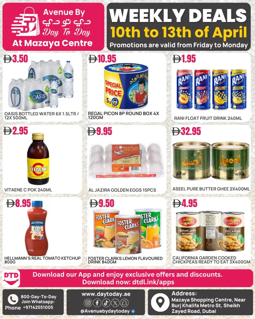 Day To Day Dubai | Weekly Deals at Mazaya Centre SZR April 10-13