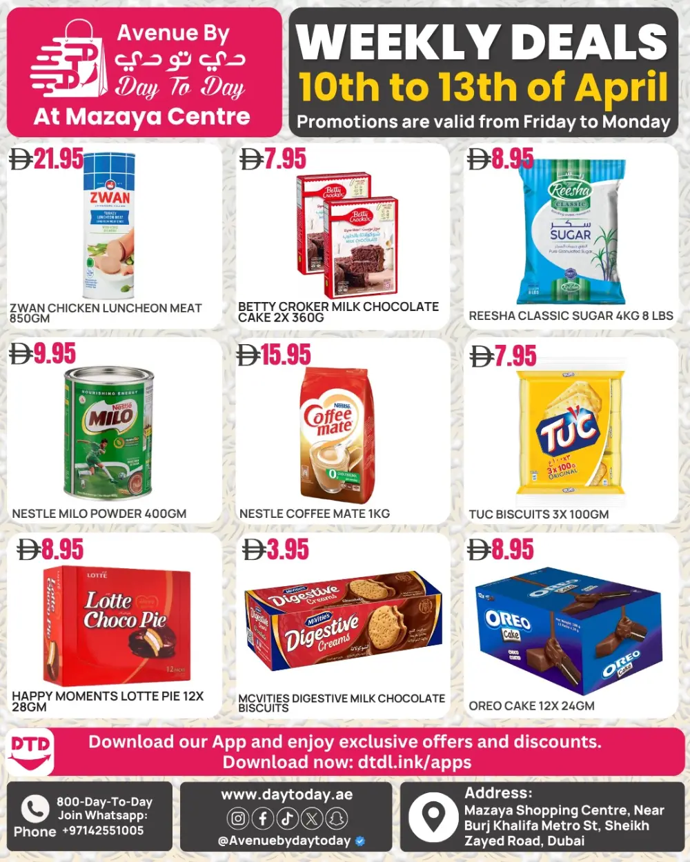 Day To Day Dubai | Weekly Deals at Mazaya Centre SZR April 10-13