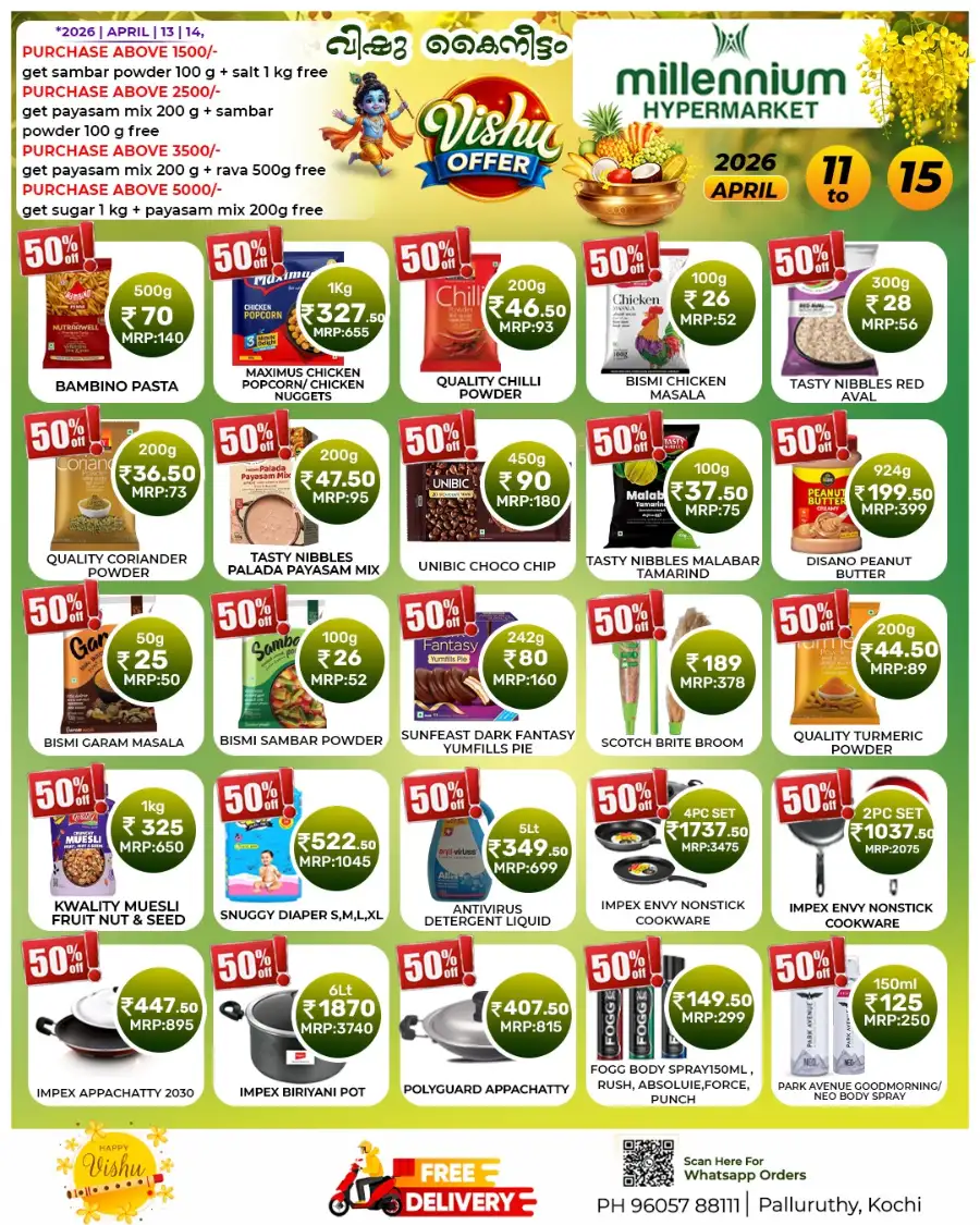 Millennium Hypermarket Palluruthy – Exclusive Vishu Offers 2026 | Save 50% Off