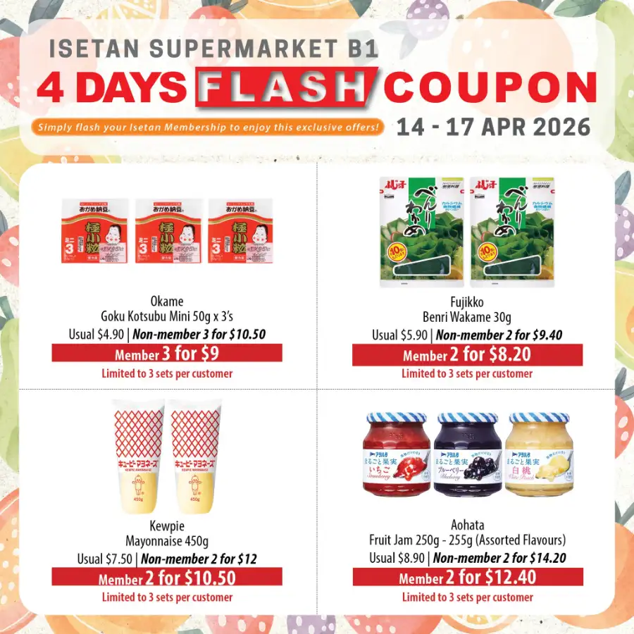 Isetan Supermarket B1: 4 Days Flash Coupon – Up to 30% Off