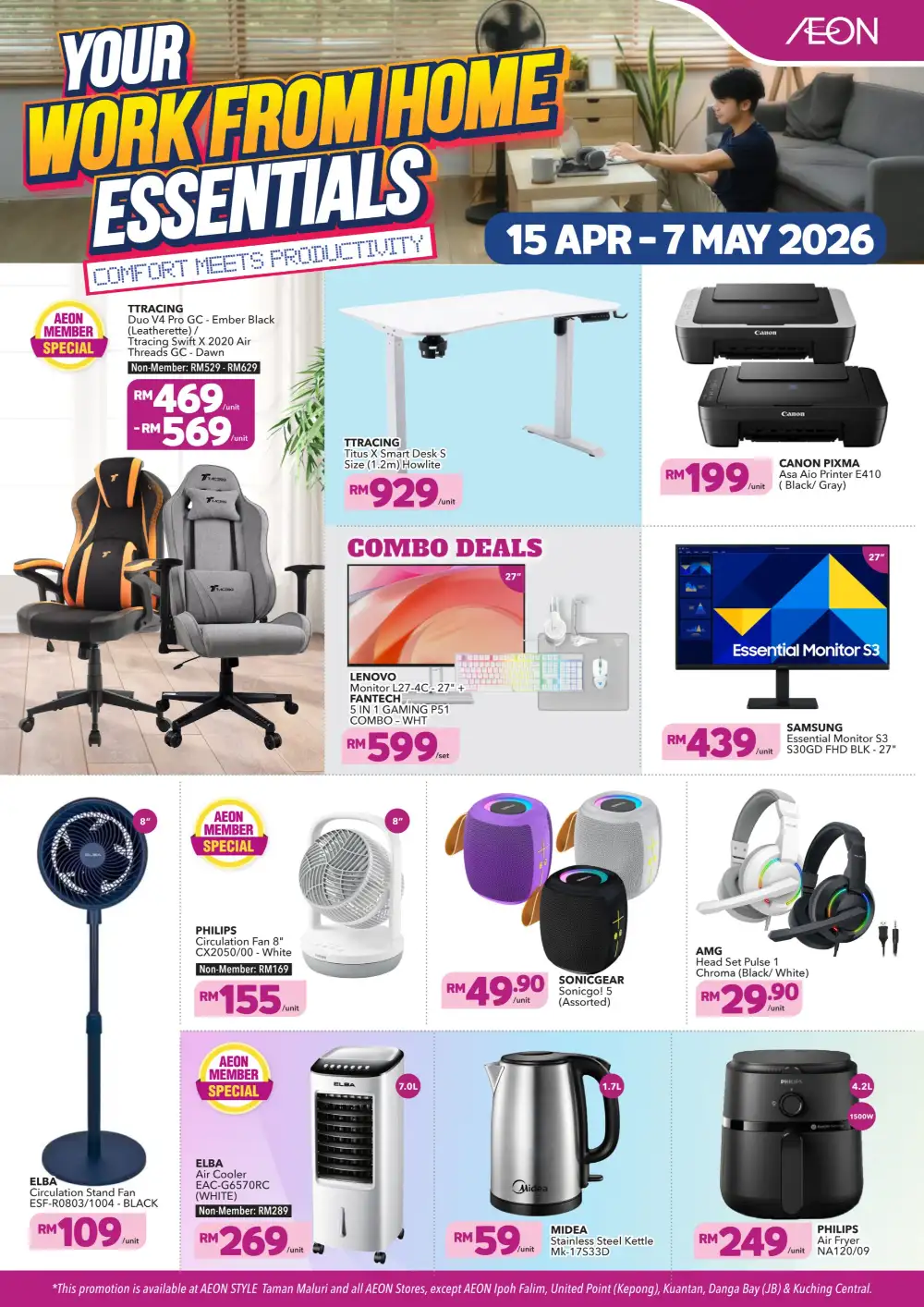 AEON Malaysia WFH Essentials | Ends 7 May | Comfort & Productivity