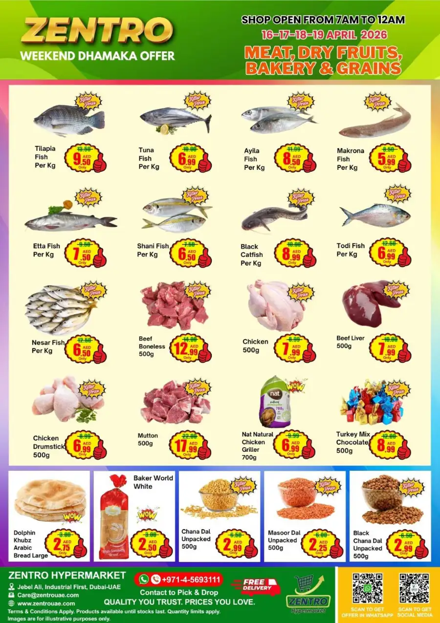 Zentro Hypermarket Dubai - Weekend Dhamaka Deals & Fresh Produce Offers 16-19 April 2026