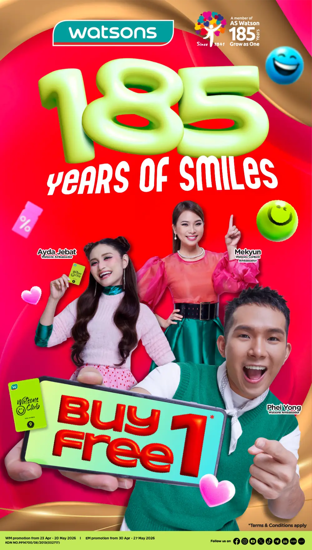 Watsons Malaysia 185 Years Sale: Buy 1 Free 1 page 1