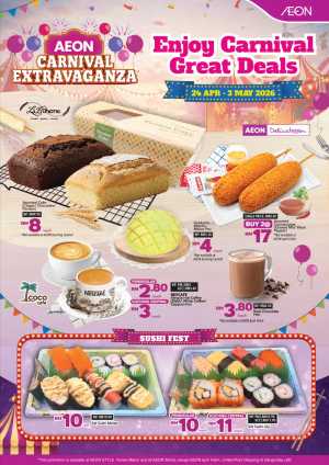 AEON Malaysia Carnival Deals: Sushi & Snacks Sale flyer cover