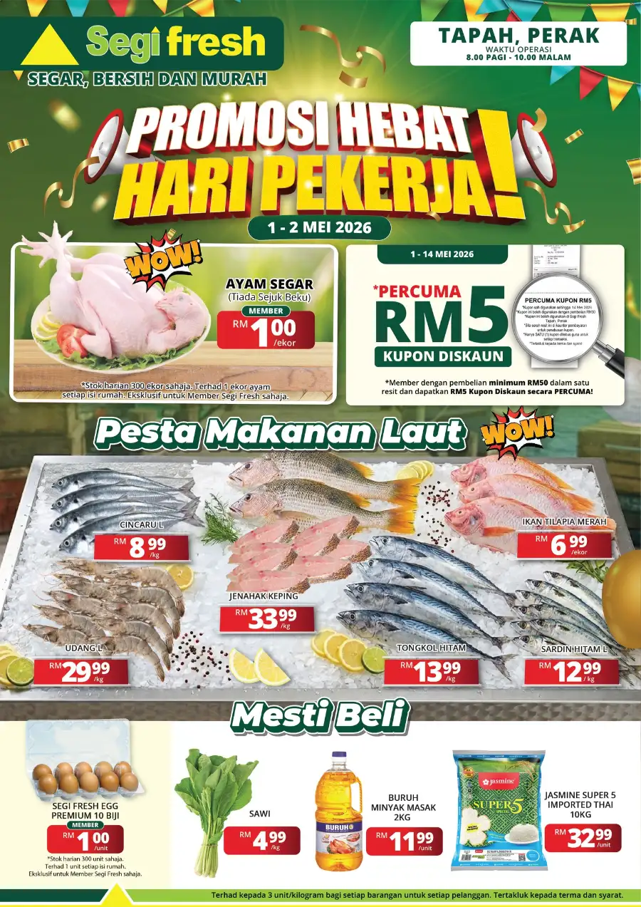 Segi Fresh | Tapah | Labor Day Promo - RM1 Chicken page 1
