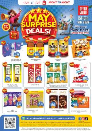 Night To Night Dubai | May Surprise Deals | 50% OFF flyer cover