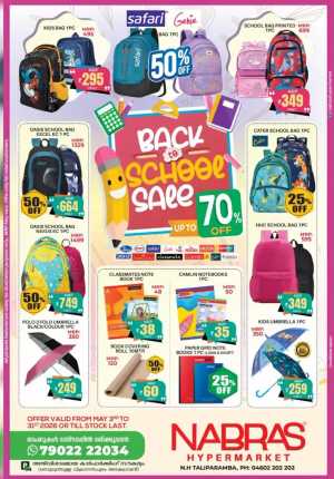 Nabras Taliparamba Back to School Sale | Up to 70% Off flyer cover
