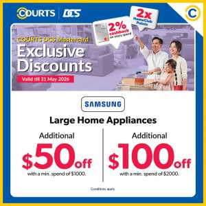 COURTS Samsung Promo | $100 Off | Ends 31 May flyer cover
