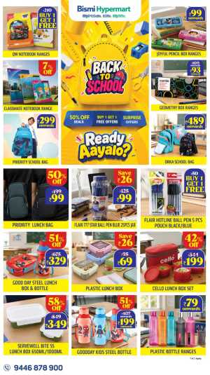 Bismi Calicut | Back To School Sale | 50% Off Now flyer cover