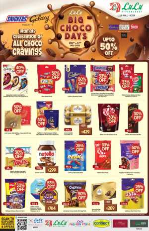 LuLu Mall Kochi | Big Choco Days Upto 50% Off Deals flyer cover