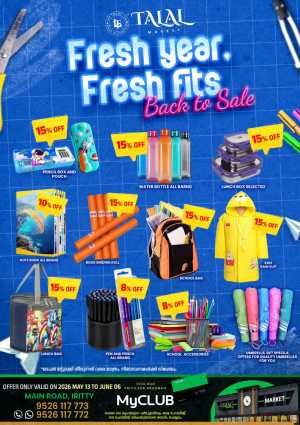 Talal Iritty Back to School Sale - 15% Off flyer cover