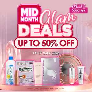 SaSa MY Mid Month Glam Deals Up to 50% Off | May 2026 flyer cover