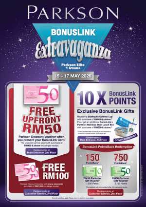 Parkson Elite 1 Utama Free RM50 Voucher | May 2026 flyer cover