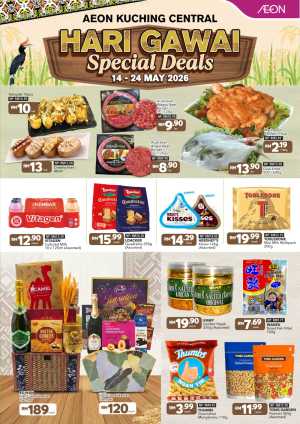 AEON Kuching Hari Gawai Deals Save Up to 25% | May 2026 flyer cover