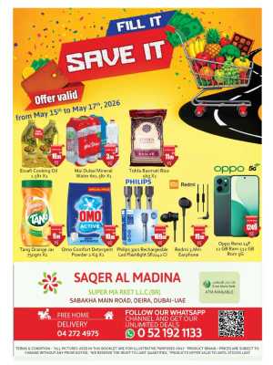 Saqer Al Madina Deira Fill It Save It Deals flyer cover