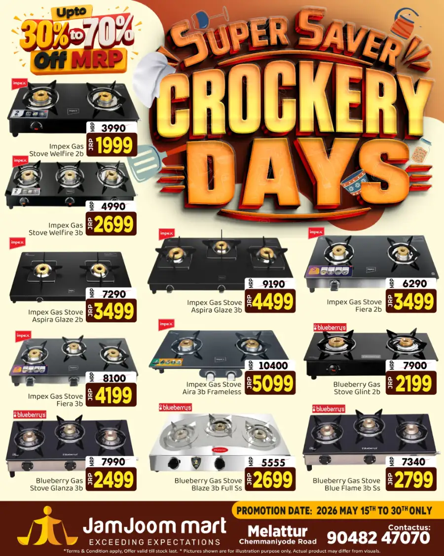 JamJoom Mart Melattur Super Saver Crockery Days page 1