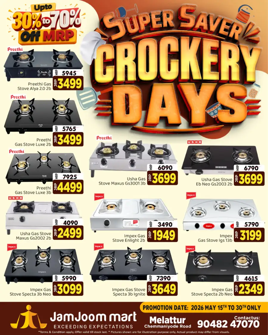 JamJoom Mart Melattur Super Saver Crockery Days page 3