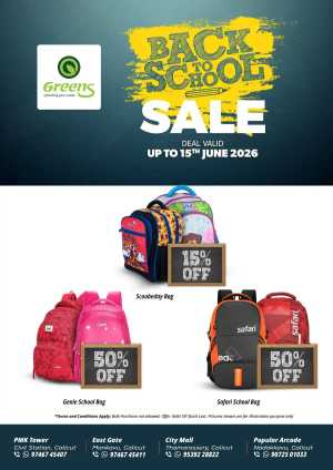Greens Calicut Back to School Sale: Up to 50% Off flyer cover