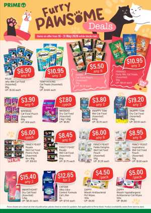 Prime Supermarket Pet Food Deals May 2026 flyer cover