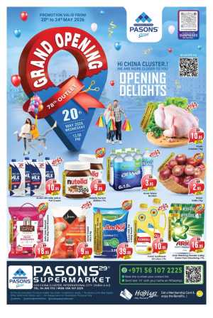 Pasons Grand Opening Offers | May 2026 flyer cover