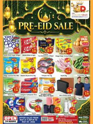 Golden Day Pre-Eid Sale Up to 70% Off Offers flyer cover