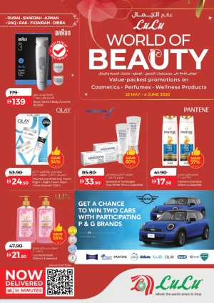 LuLu UAE World of Beauty Sale Up to 60% Off flyer cover