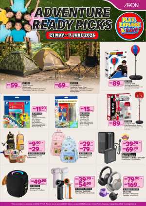 AEON Adventure Ready Picks Kids & Camping Deals flyer cover