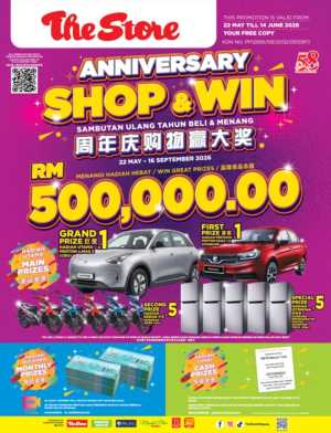The Store Anniversary Shop & Win RM500K Deals flyer cover