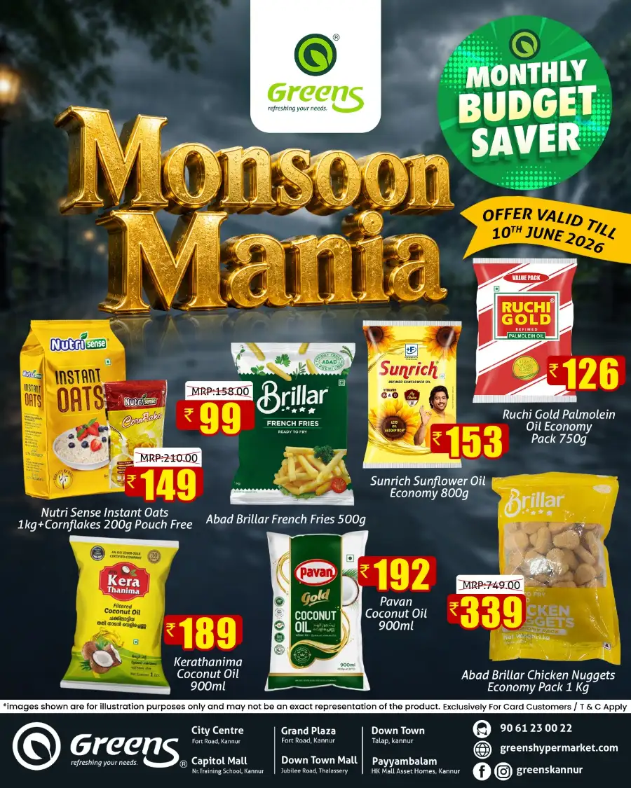 Greens Monsoon Mania Offers page 1
