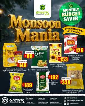 Greens Monsoon Mania Offers flyer cover