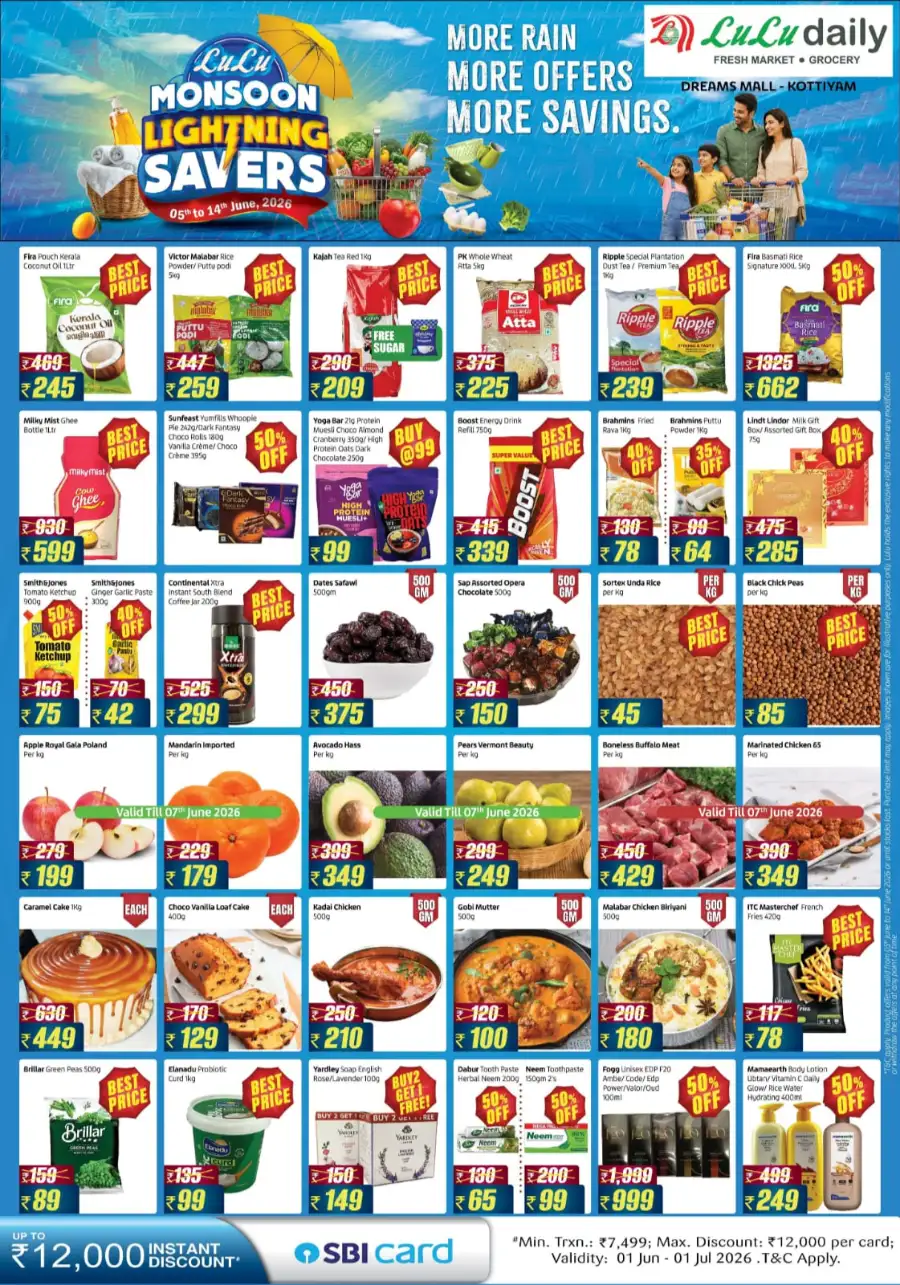 LuLu Daily Kottiyam Monsoon Lightning Savers Offers page 1