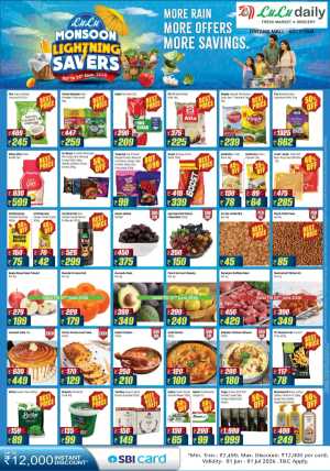 LuLu Daily Kottiyam Monsoon Lightning Savers Offers flyer cover