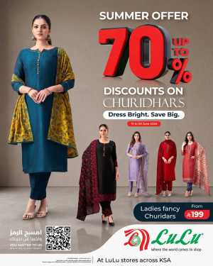LuLu KSA Summer Sale Up to 70% Off on Churidhars | Save Today flyer cover
